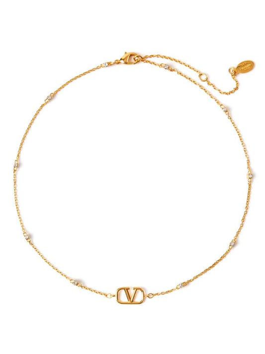 Gold-tone Mini Vlogo Signature Crystal Necklace
