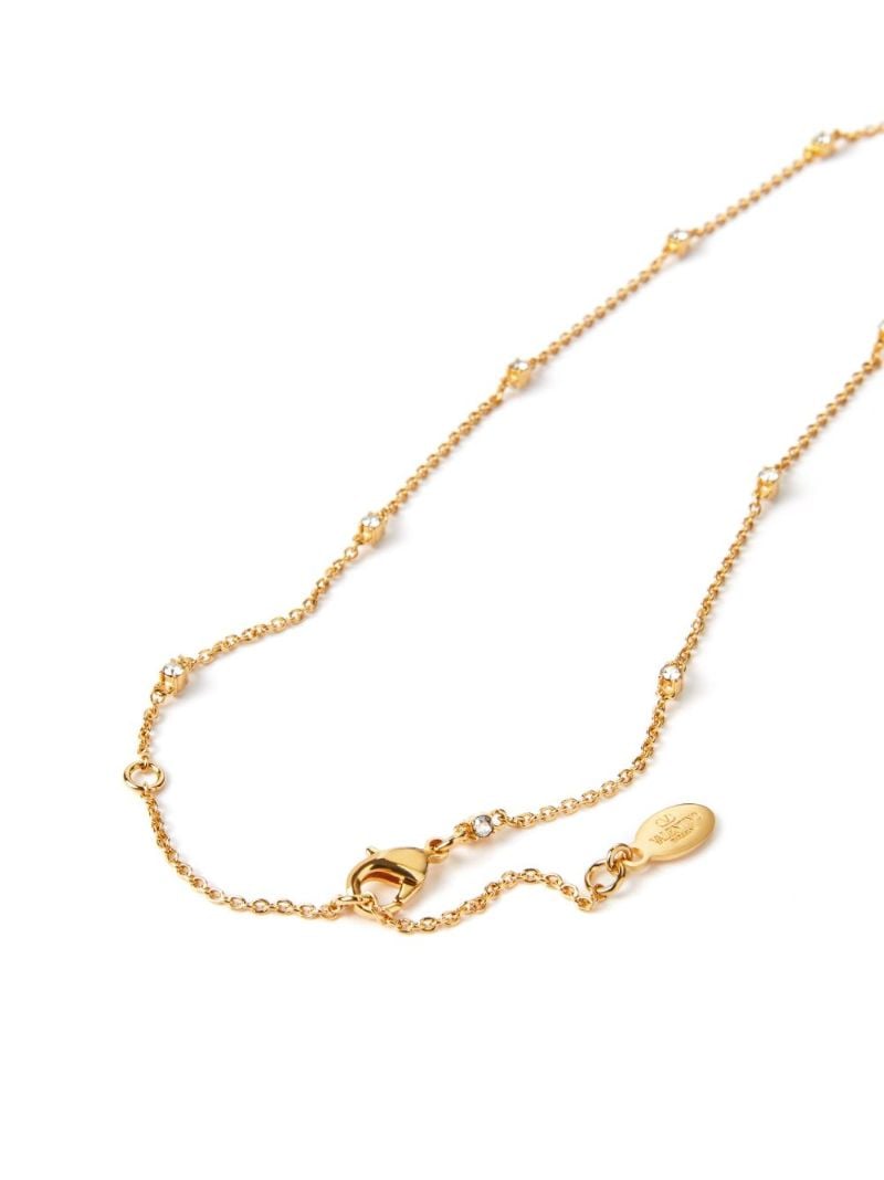 Gold-tone Mini Vlogo Signature Crystal Necklace