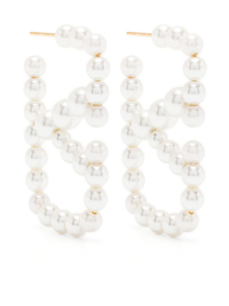 White Vlogo Signature Pearl Earrings