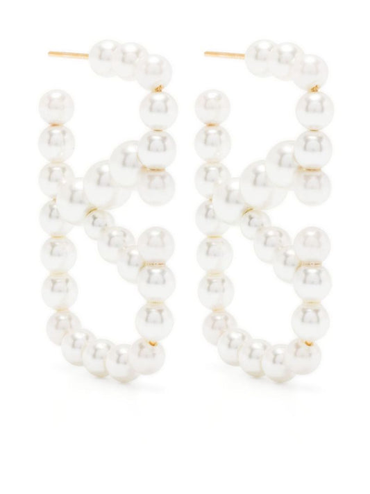 White Vlogo Signature Pearl Earrings