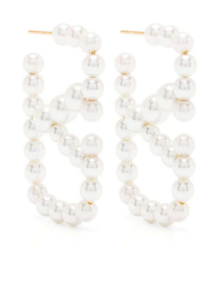 White Vlogo Signature Pearl Earrings