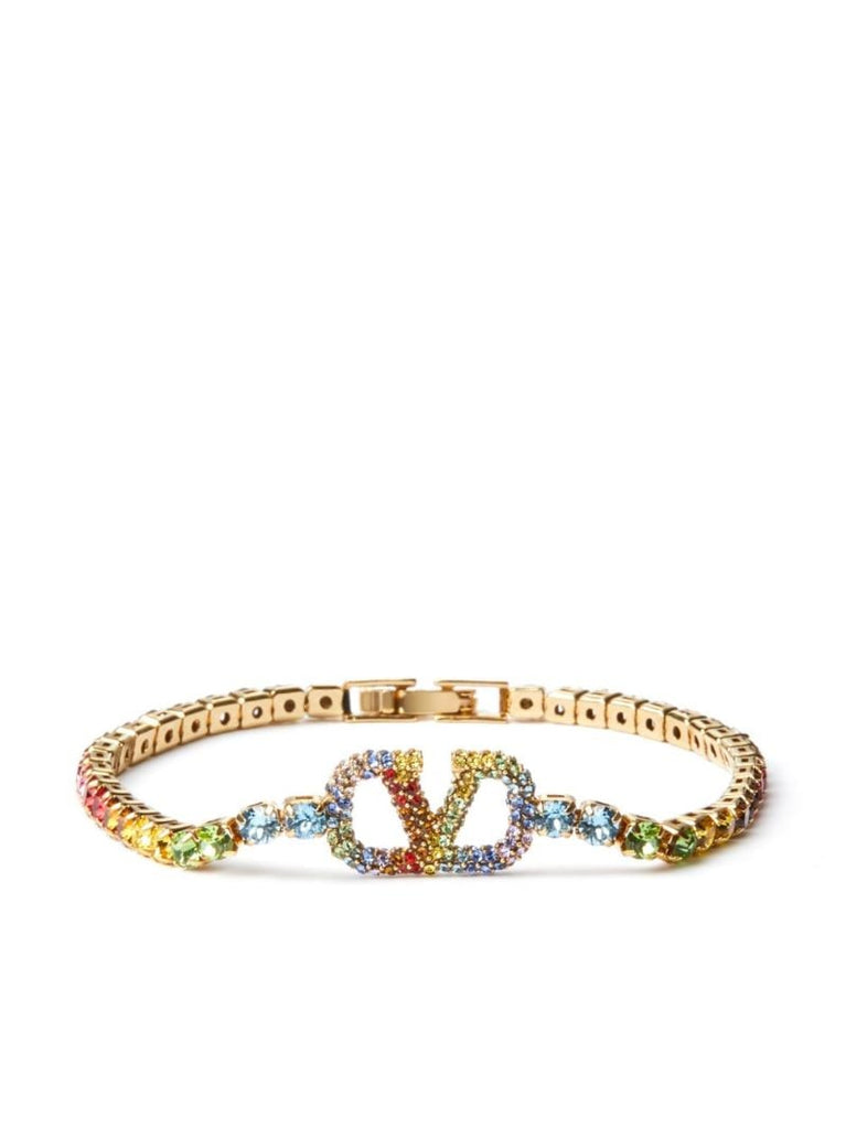 Gold-tone Vlogo Signature Rainbow Crystal Bracelet
