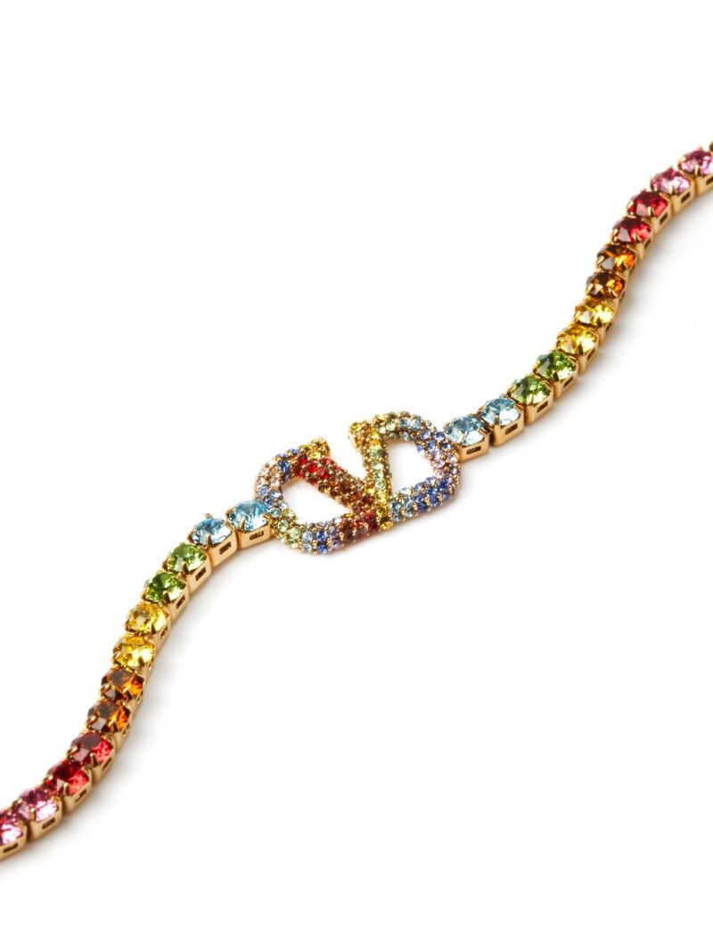 Gold-tone Vlogo Signature Rainbow Crystal Bracelet