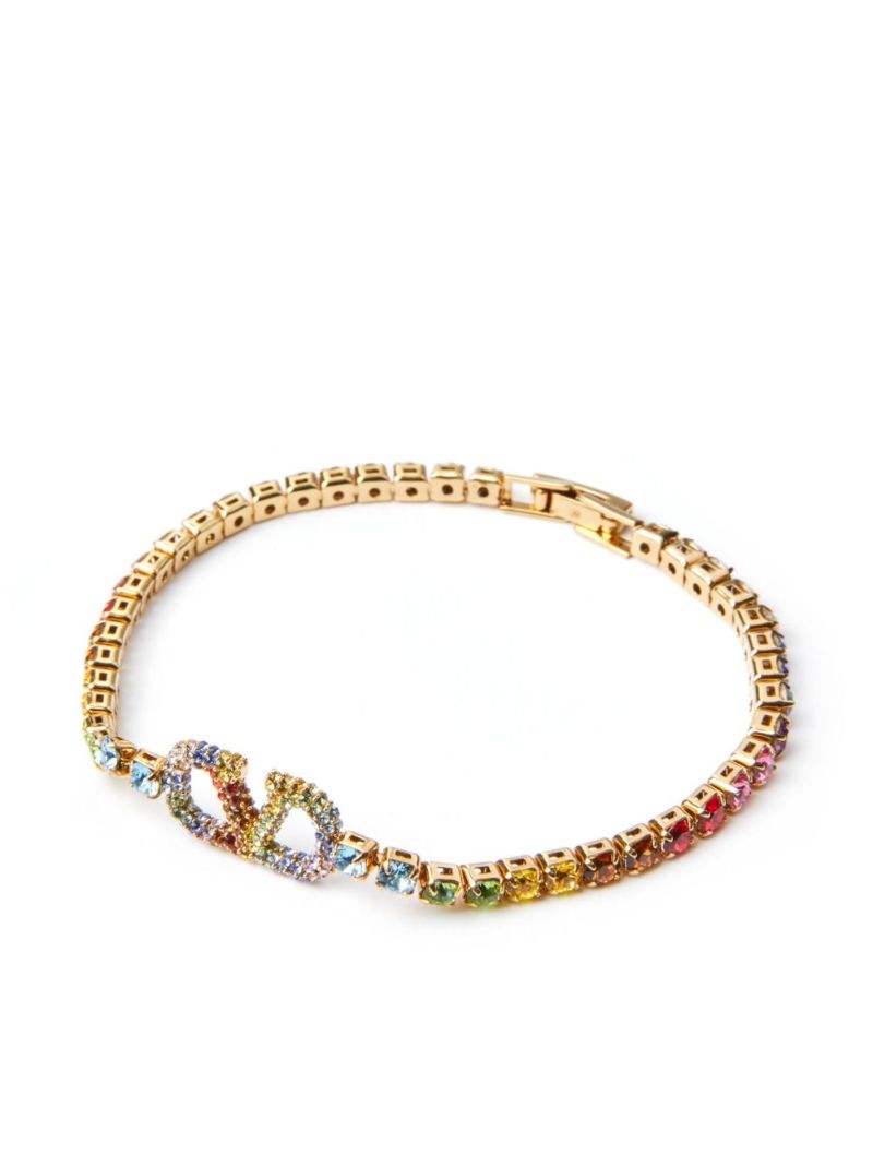 Gold-tone Vlogo Signature Rainbow Crystal Bracelet