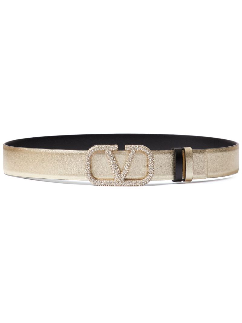 Beige Vlogo Signature Metallic Belt
