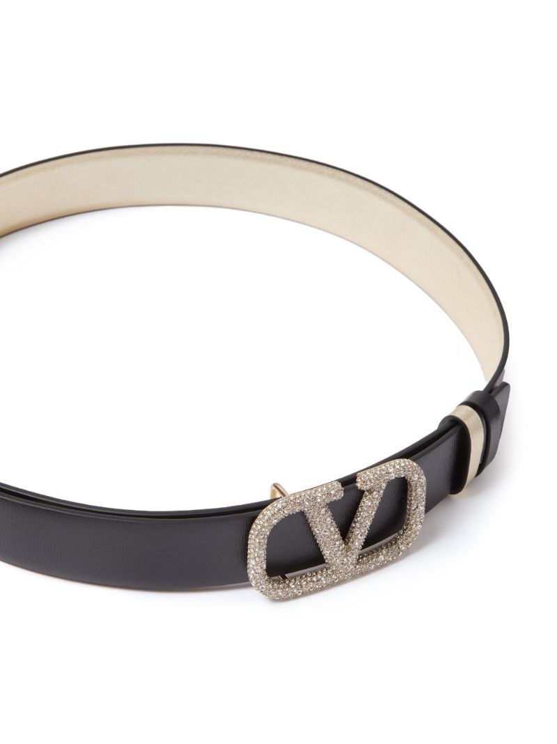 Beige Vlogo Signature Metallic Belt