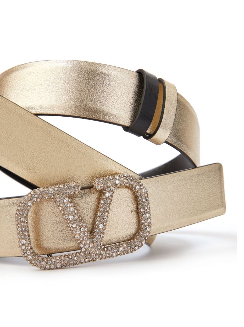 Beige Vlogo Signature Metallic Belt