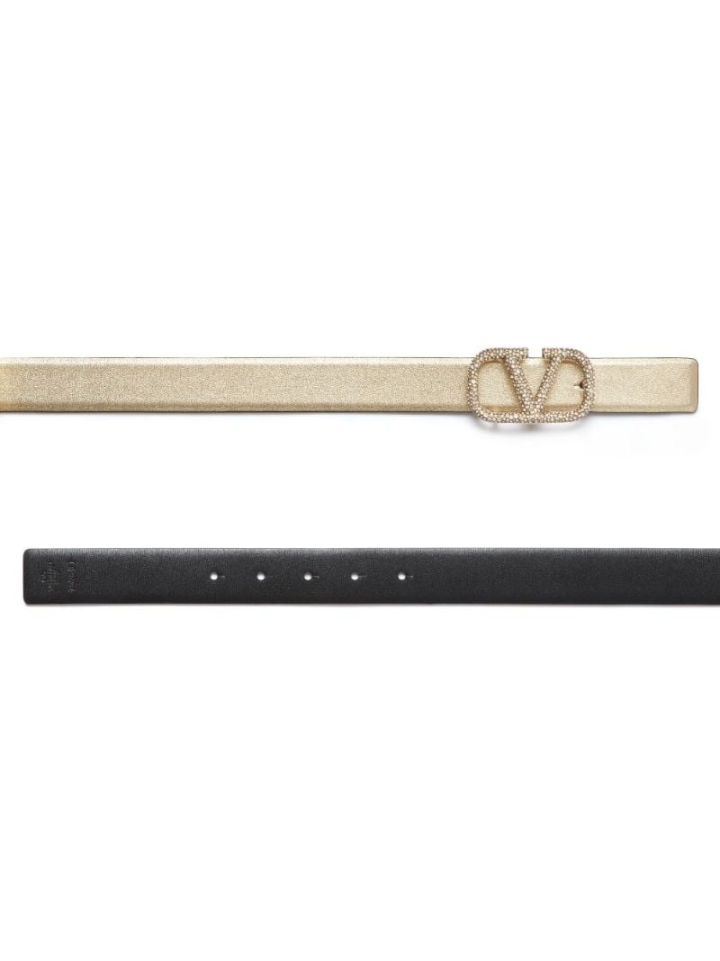 Beige Vlogo Signature Metallic Belt