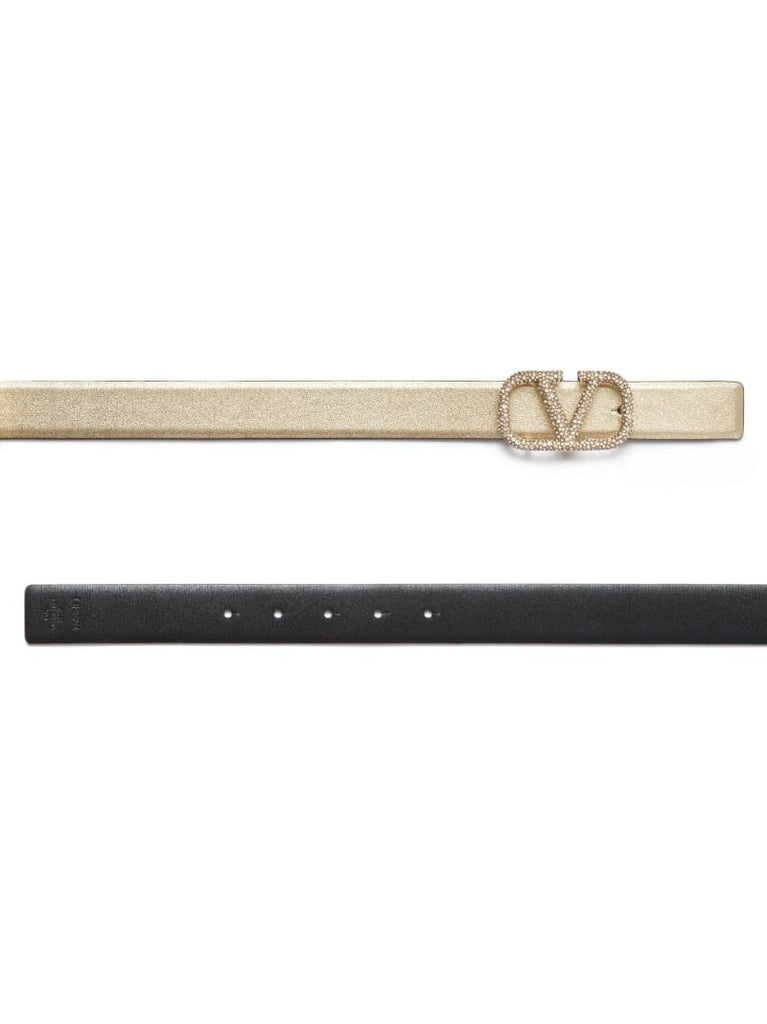 Beige Vlogo Signature Metallic Belt