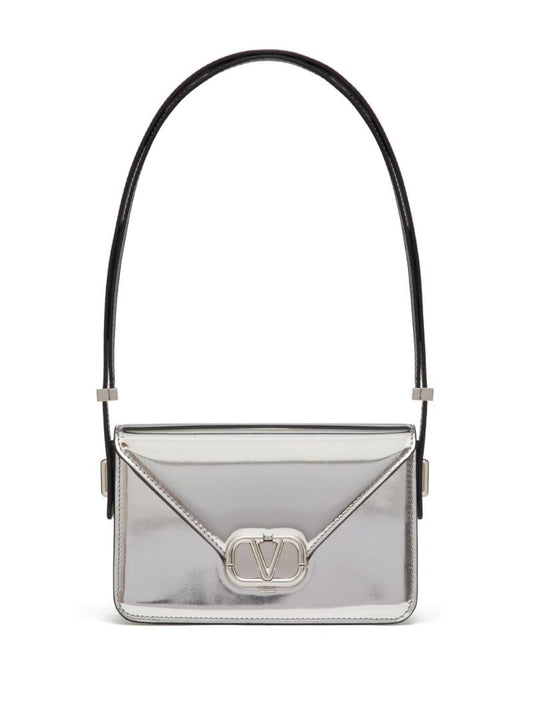 Silver-tone Vlogo Mirrored Shoulder Bag