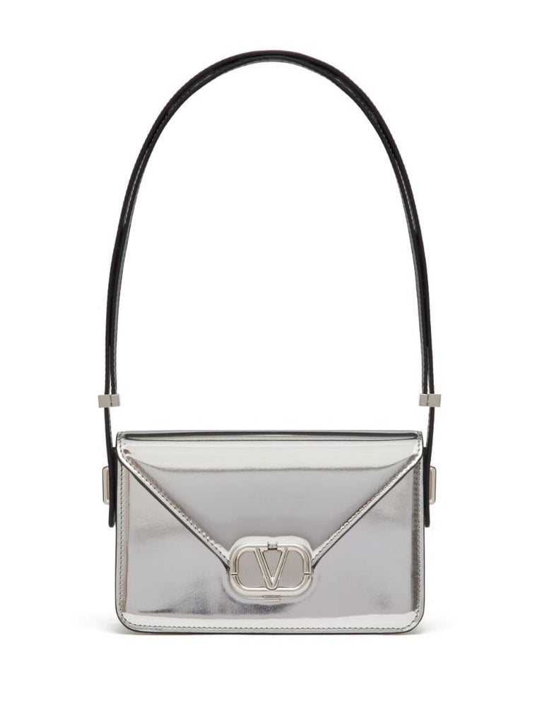 Silver-tone Vlogo Mirrored Shoulder Bag