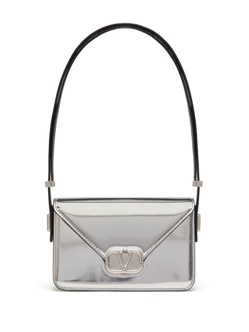 Silver-tone Vlogo Mirrored Shoulder Bag