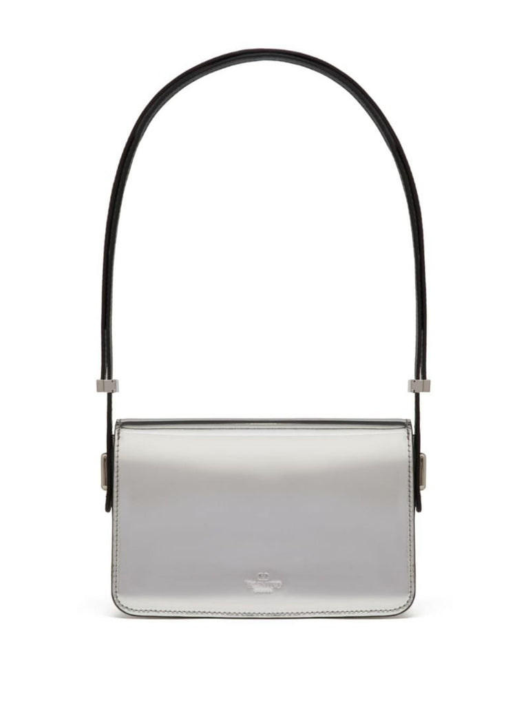 Silver-tone Vlogo Mirrored Shoulder Bag