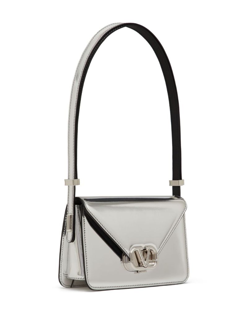 Silver-tone Vlogo Mirrored Shoulder Bag