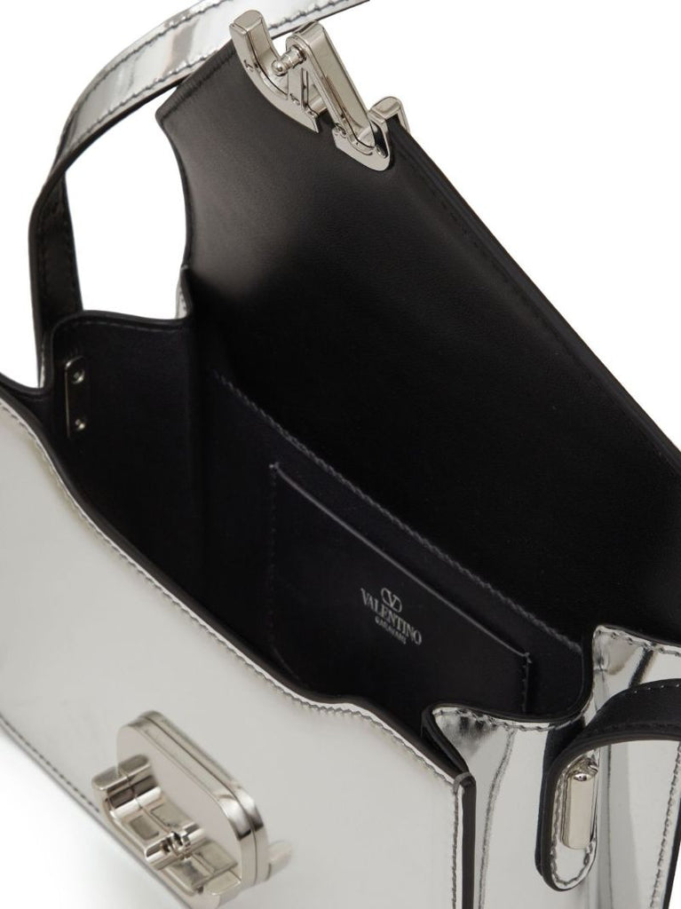 Silver-tone Vlogo Mirrored Shoulder Bag