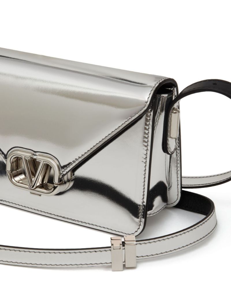 Silver-tone Vlogo Mirrored Shoulder Bag