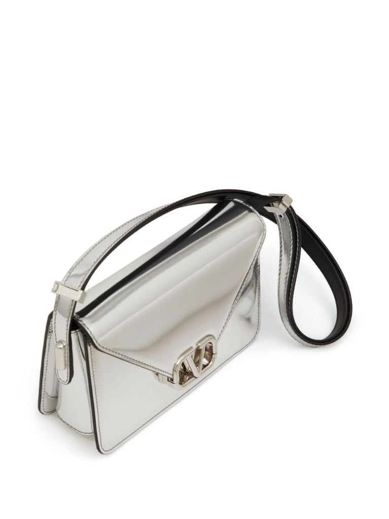 Silver-tone Vlogo Mirrored Shoulder Bag
