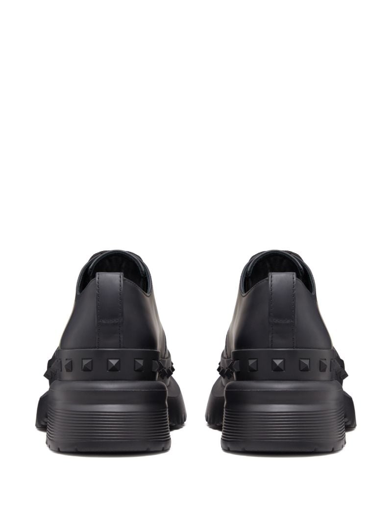Black M-way Rockstud Leather Derby Shoes