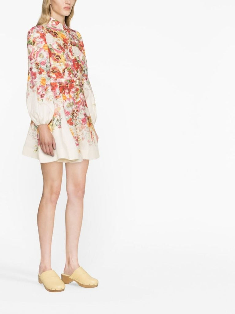 White Wonderland Floral Print Mini Dress