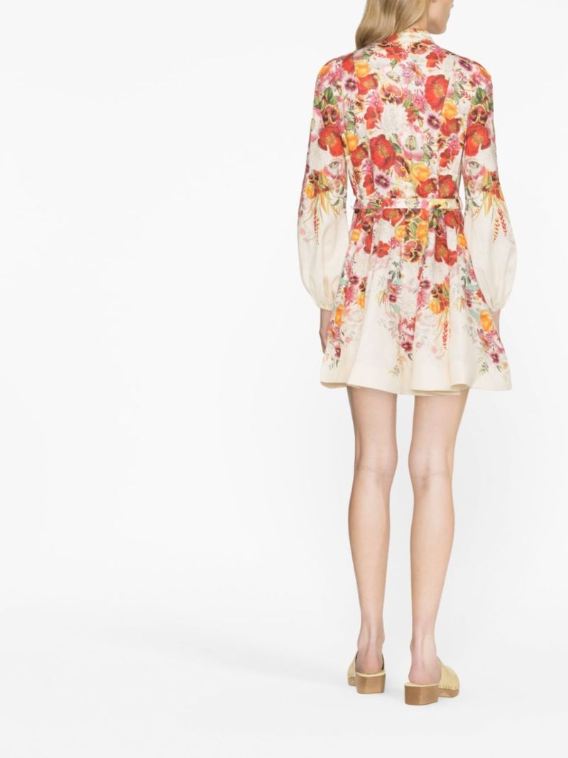 White Wonderland Floral Print Mini Dress