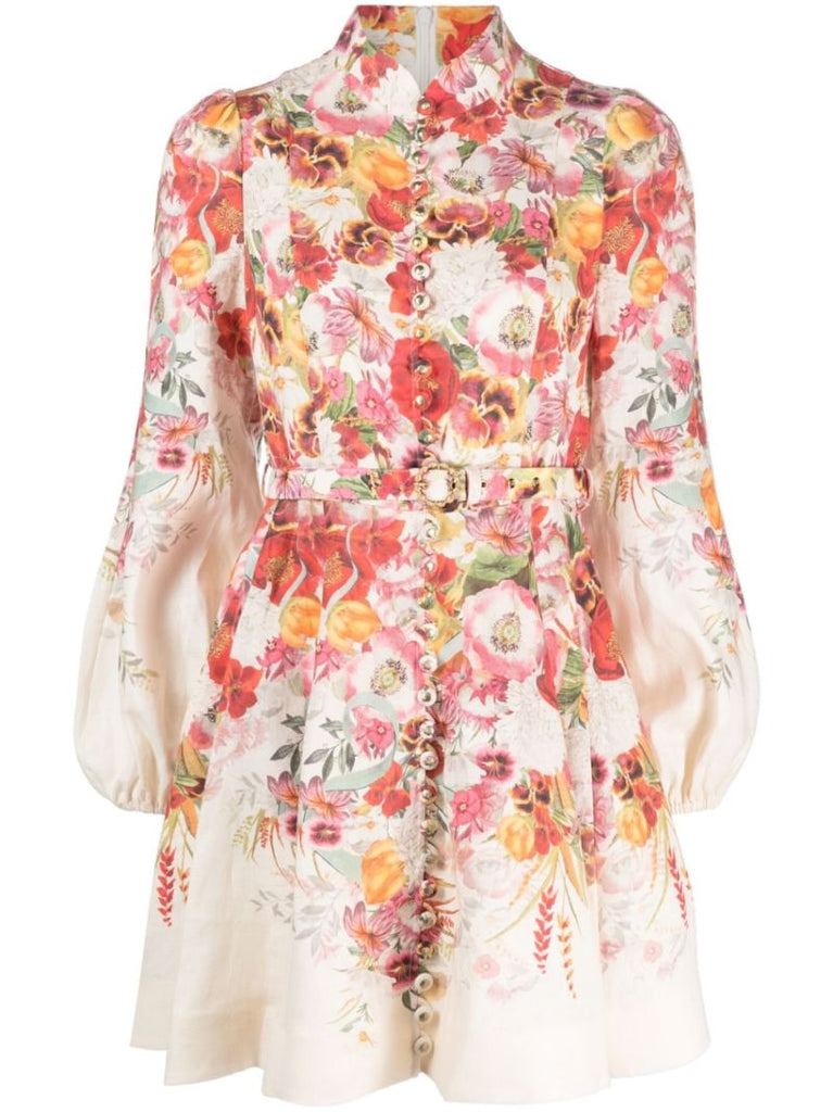 White Wonderland Floral Print Mini Dress