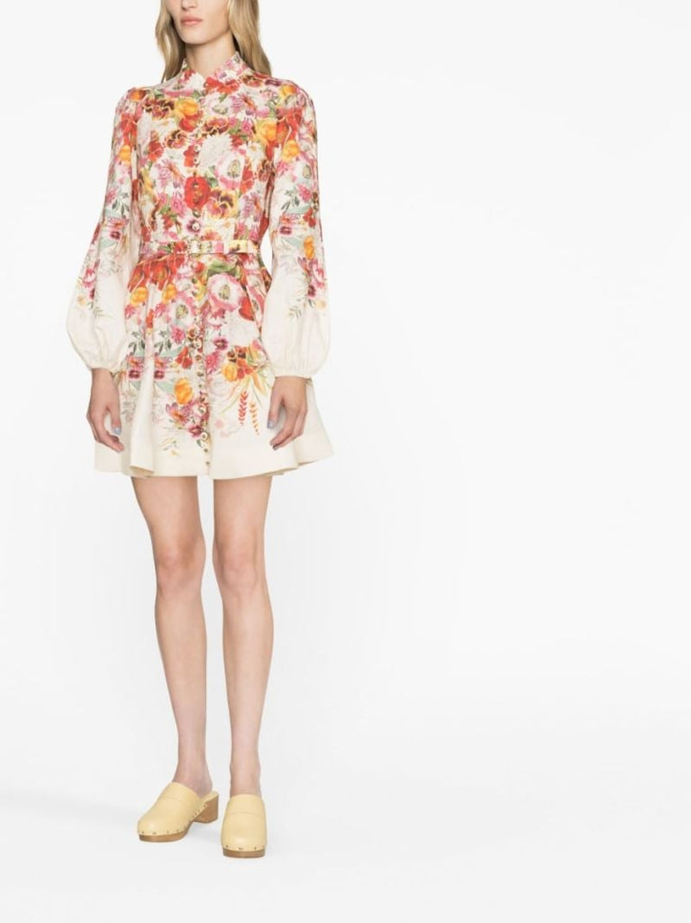White Wonderland Floral Print Mini Dress