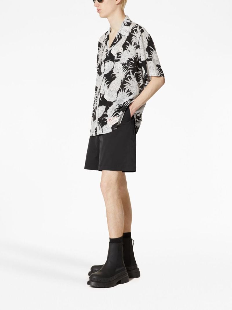 X Sun Surf Black Pineapple-print Silk Shirt
