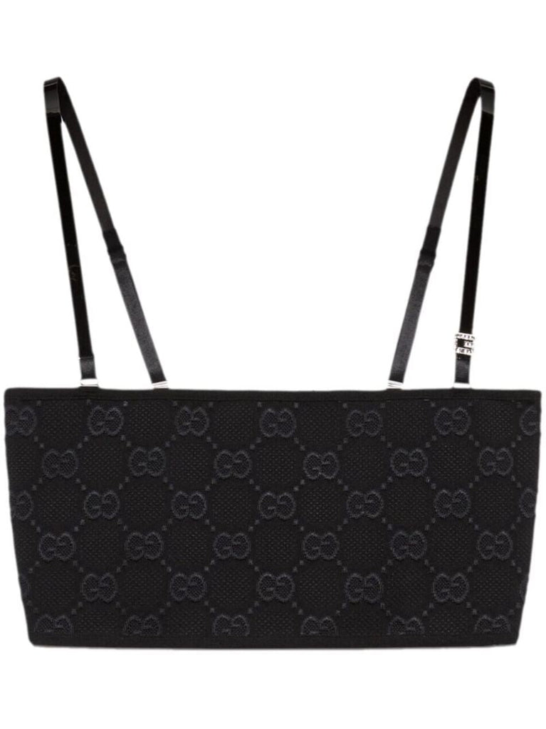 Black Gg Monogram Crop Top
