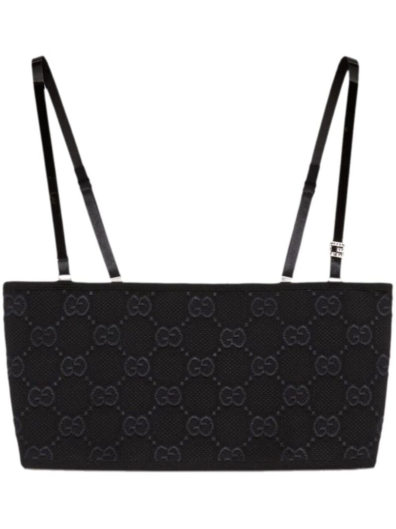 Black Gg Monogram Crop Top
