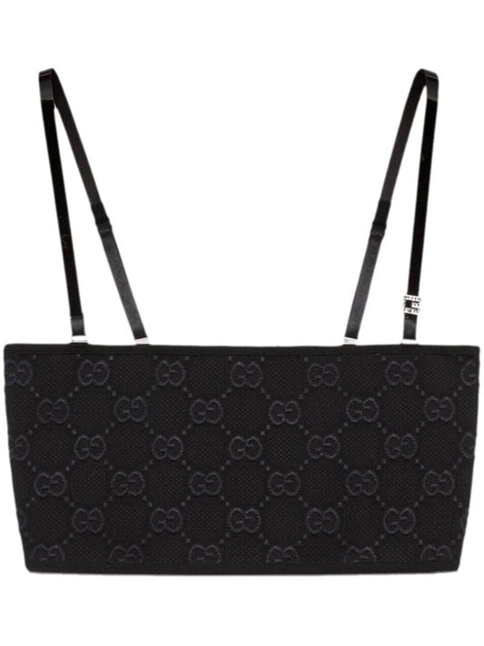 Black Gg Monogram Crop Top