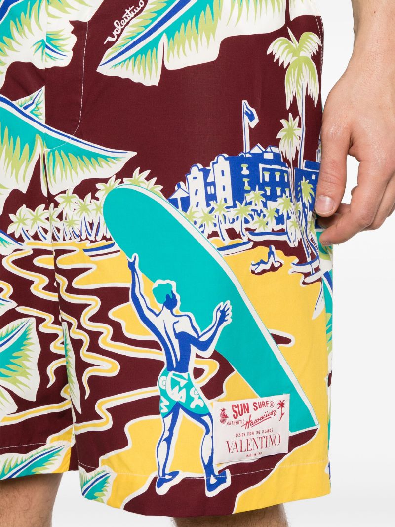 X Sun Surf Blue Printed Cotton Shorts