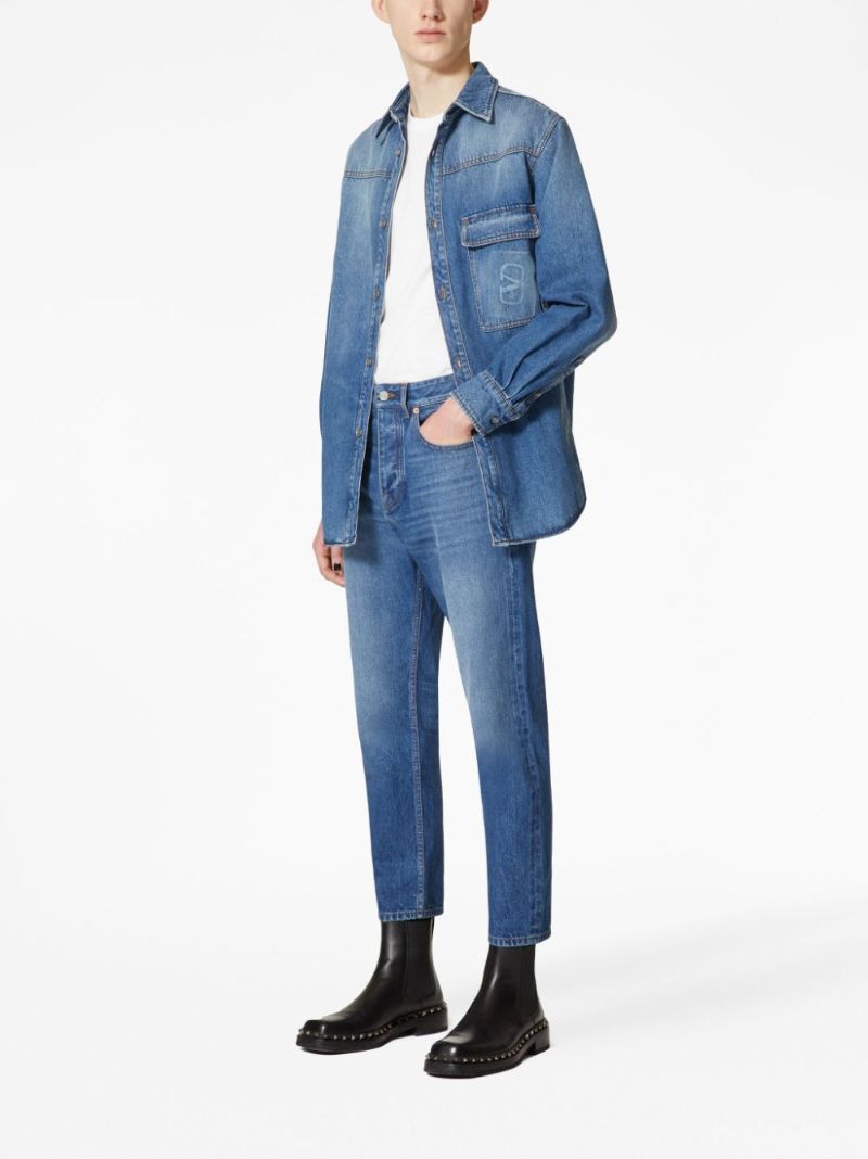 Blue Vlogo Signature Cropped Jeans