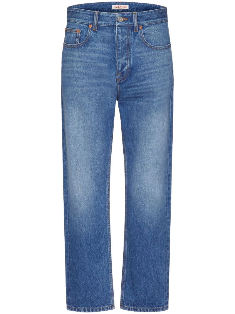 Blue Vlogo Signature Cropped Jeans
