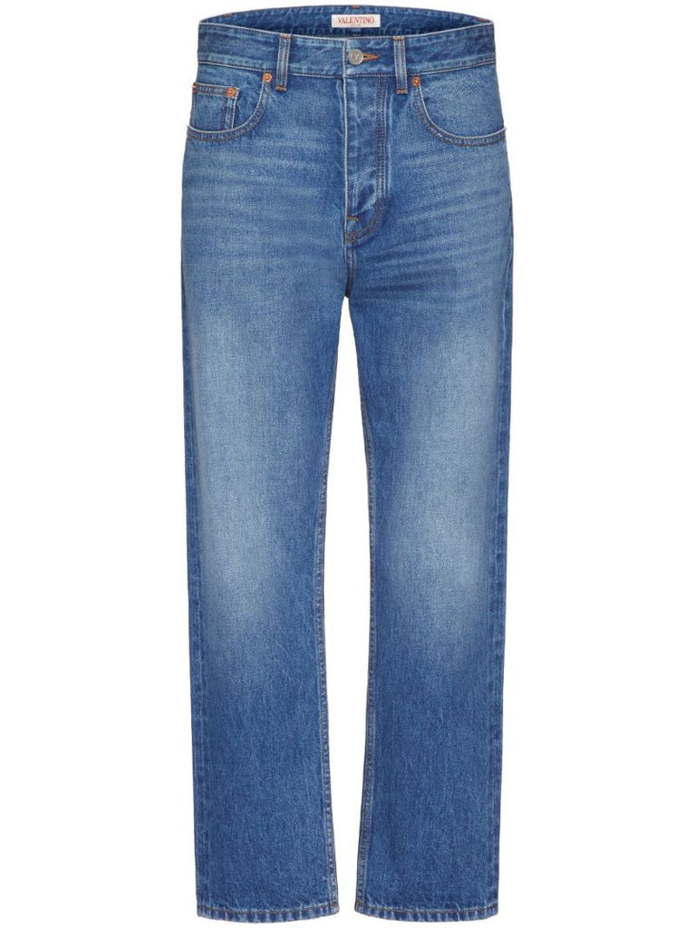 Blue Vlogo Signature Cropped Jeans