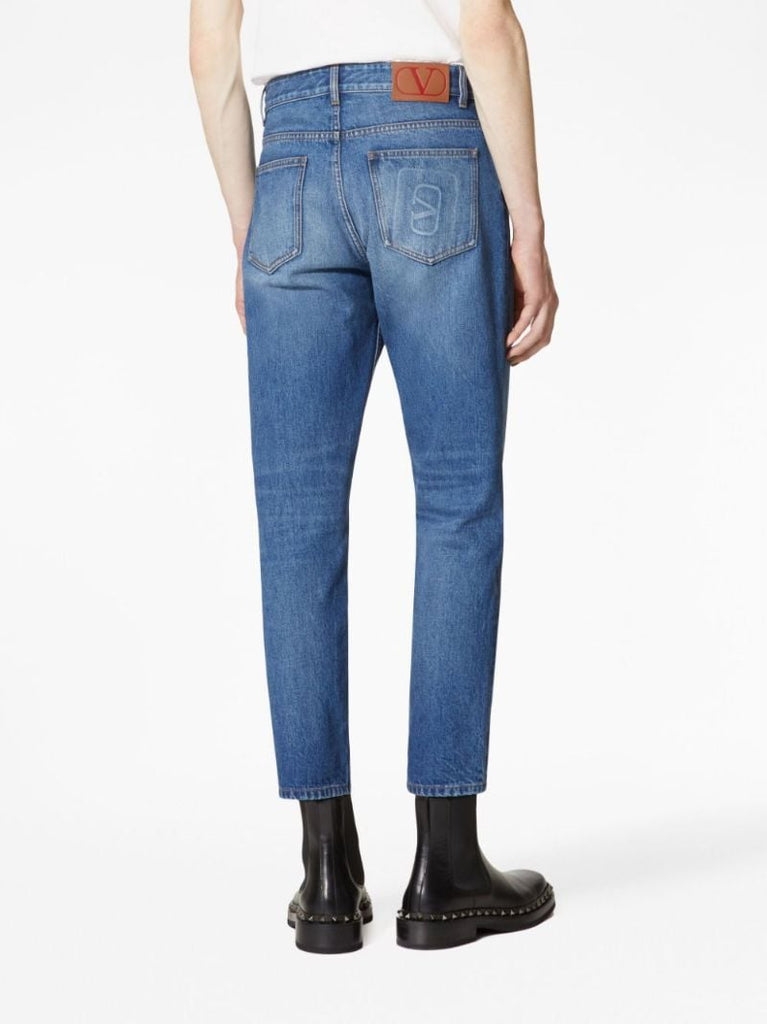 Blue Vlogo Signature Cropped Jeans