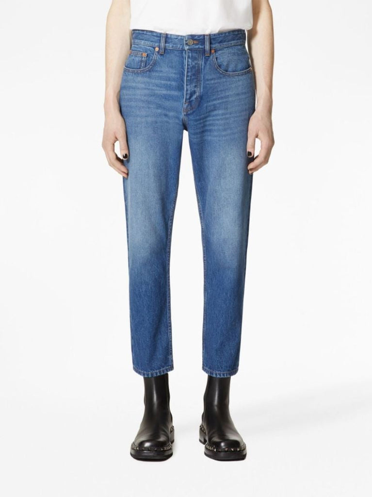 Blue Vlogo Signature Cropped Jeans