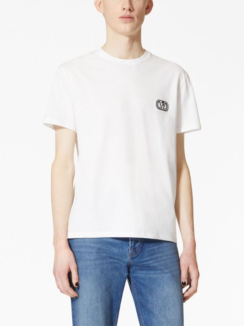 White Vlogo Signature Embroidered T-shirt