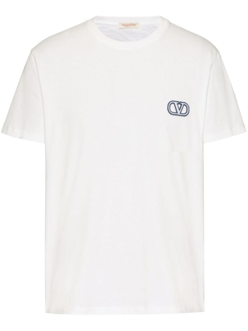 White Vlogo Signature Embroidered T-shirt