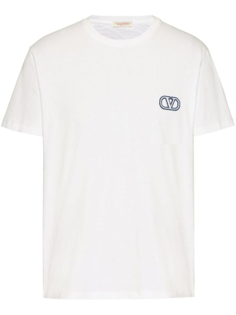 White Vlogo Signature Embroidered T-shirt
