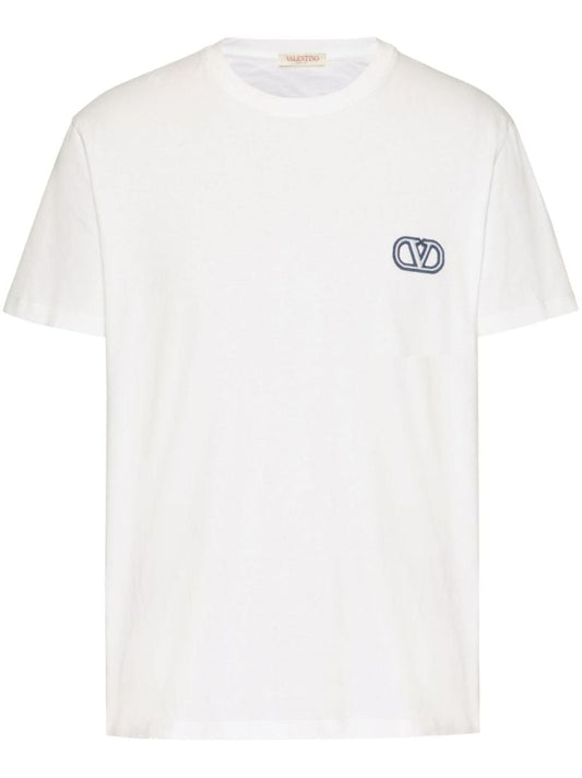 White Vlogo Signature Embroidered T-shirt