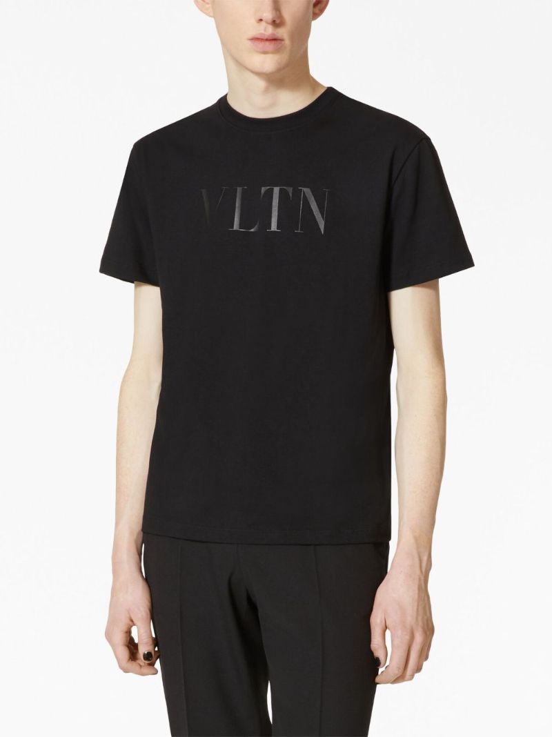 Black Vltn-print Cotton T-shirt