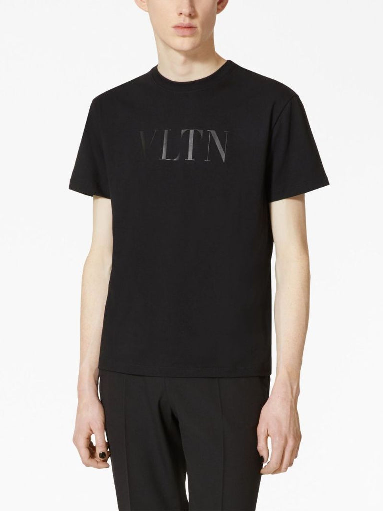 Black Vltn-print Cotton T-shirt