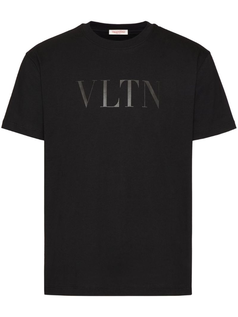 Black Vltn-print Cotton T-shirt