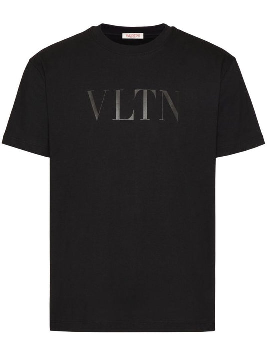 Black Vltn-print Cotton T-shirt