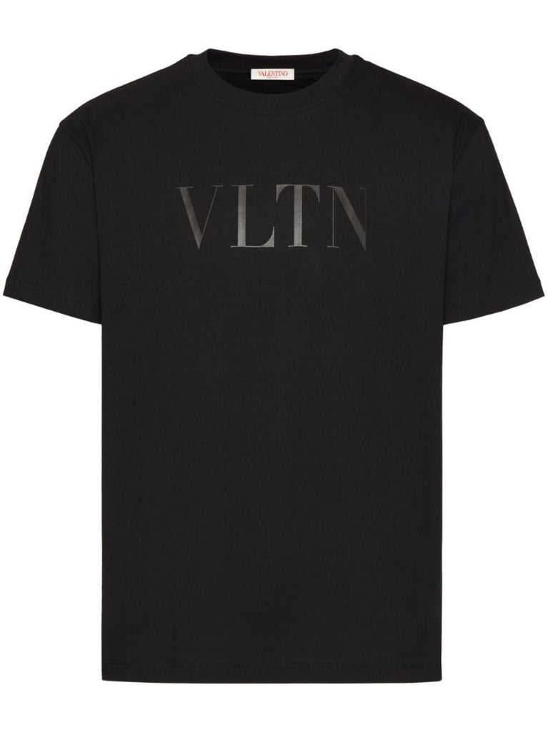 Black Vltn-print Cotton T-shirt