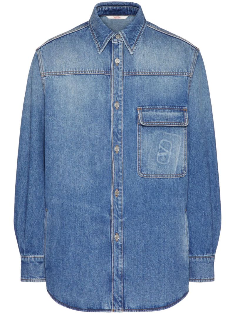 Blue Vlogo Signature Denim Shirt