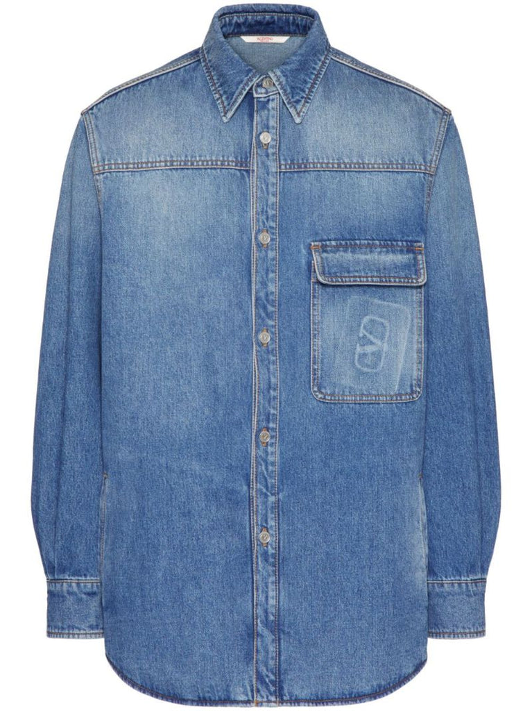 Blue Vlogo Signature Denim Shirt