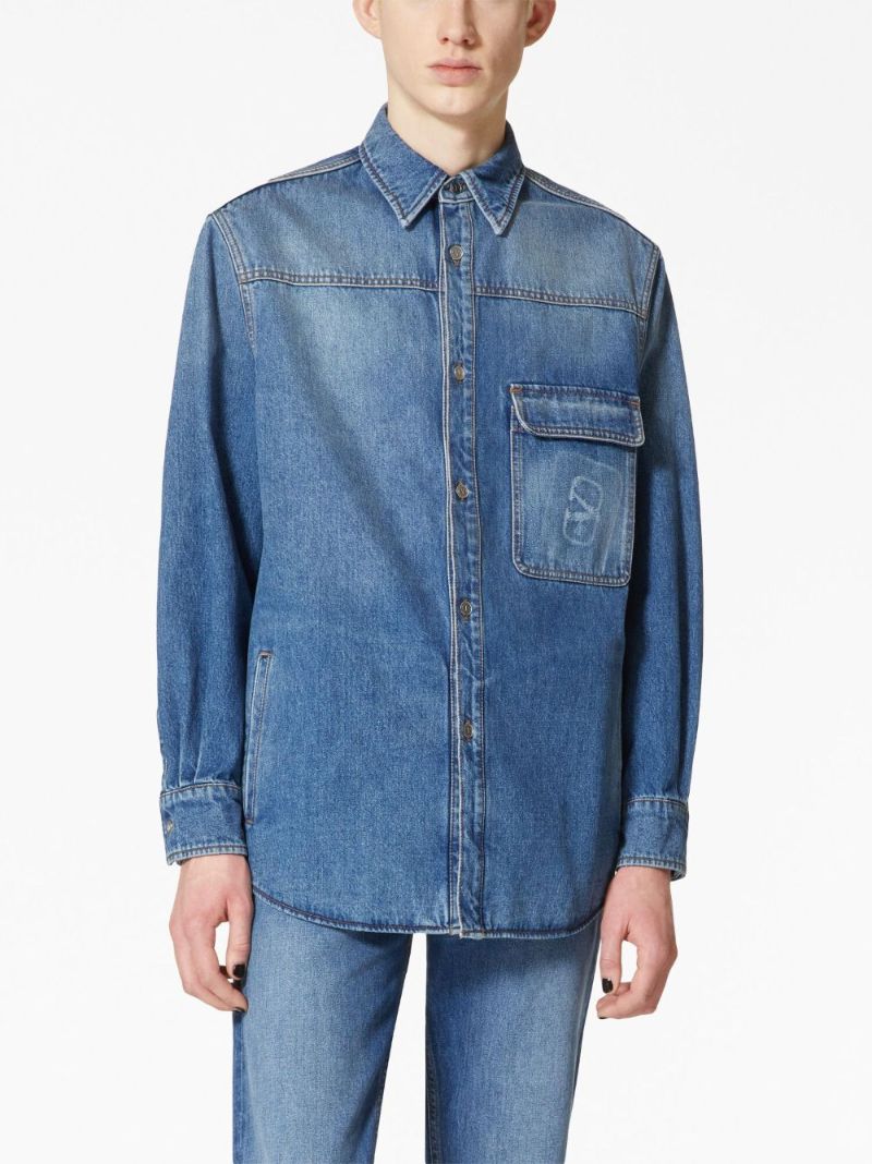 Blue Vlogo Signature Denim Shirt