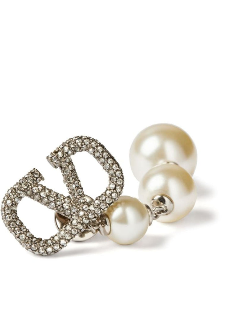Silver-tone Vlogo Signature Drop Earrings