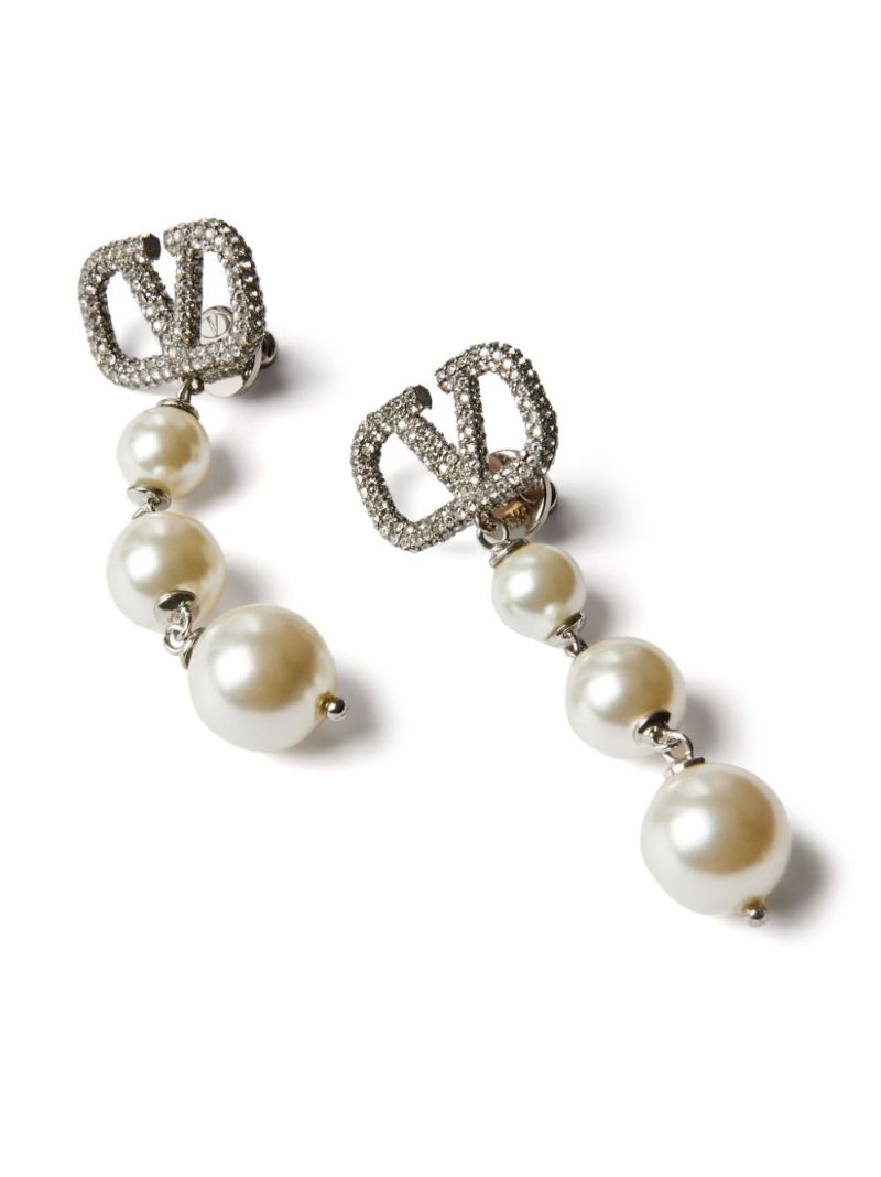Silver-tone Vlogo Signature Drop Earrings